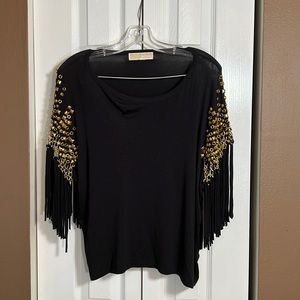 Michael Kors Black Top with Gold Accents